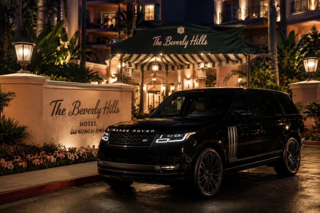 Range Rover chauffeur service Los Angeles luxury SUV Beverly Hills VIP black car transportation
