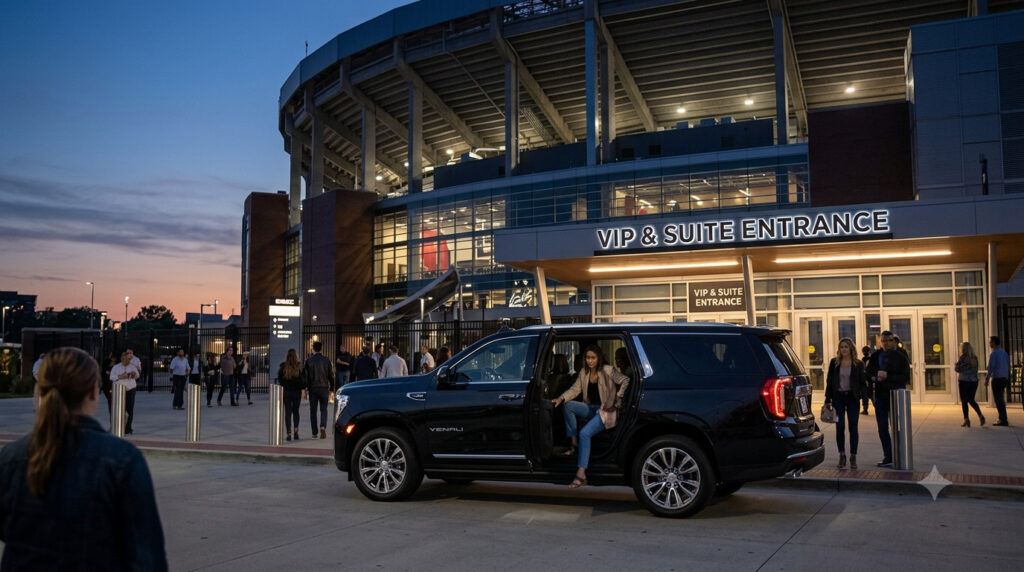 VIP Dept transportation drop-off at Los Angeles concert venue